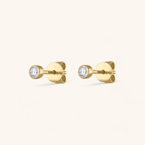Tiny Diamond Studs in 14k Gold