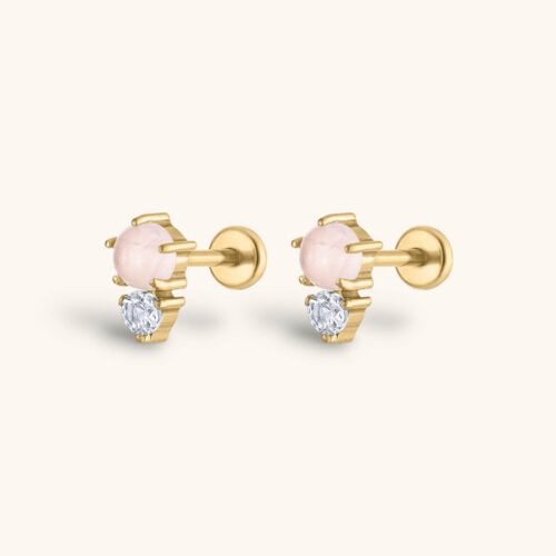 Pink Quartz and White Topaz Nap Earrings