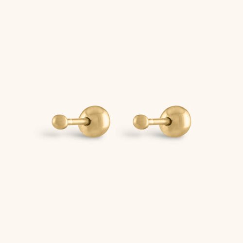 Tiny Secret Ball Back Earrings in 14k Gold